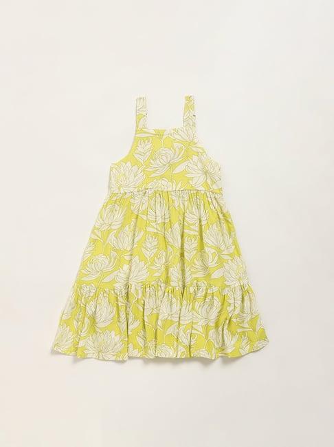 utsa kids by westside lime floral strappy dress