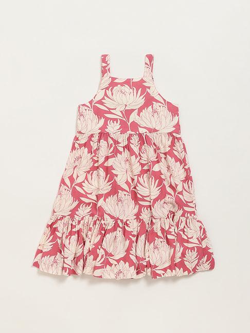 utsa kids by westside pink printed strappy dress