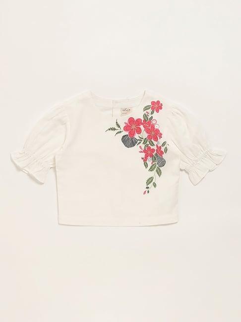 utsa kids by westside white floral print top