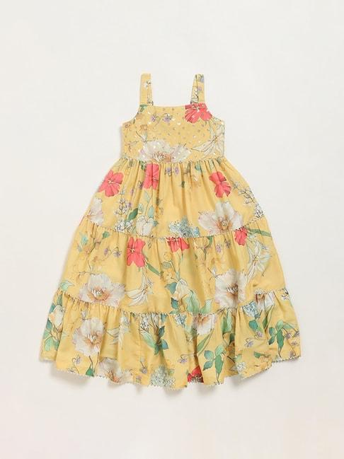 utsa kids by westside yellow floral strappy dress