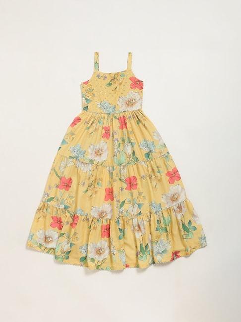utsa kids by westside yellow floral strappy dress