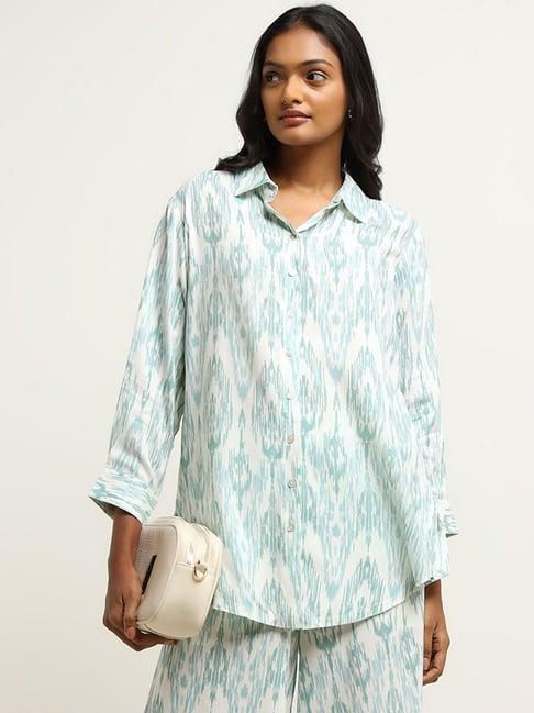 utsa by westside aqua ikkat printed tunic