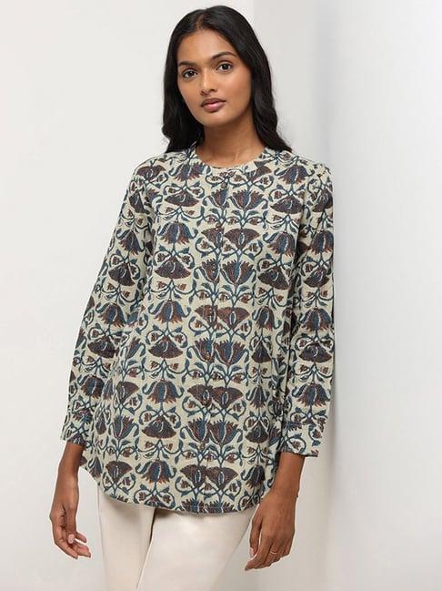 utsa by westside beige floral printed tunic