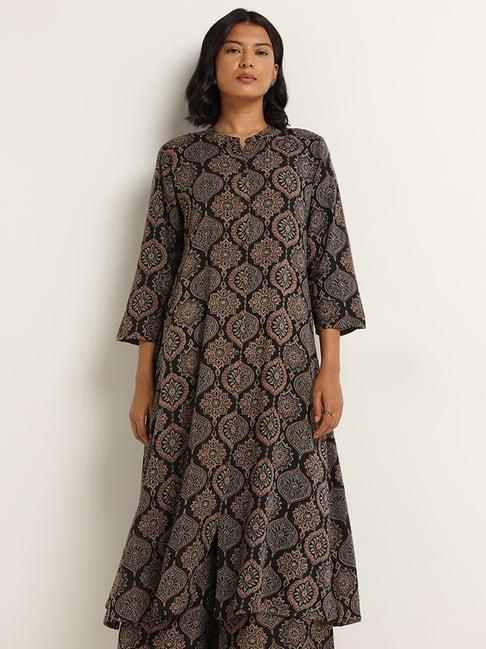 utsa by westside black a-line printed kurta