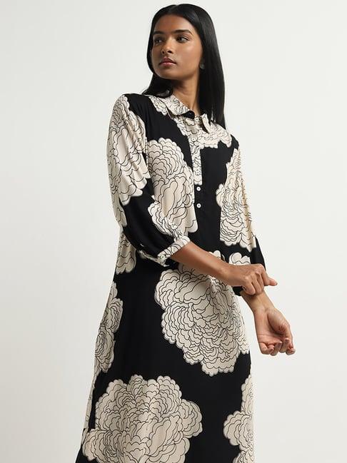 utsa by westside black floral printed a-line kurta