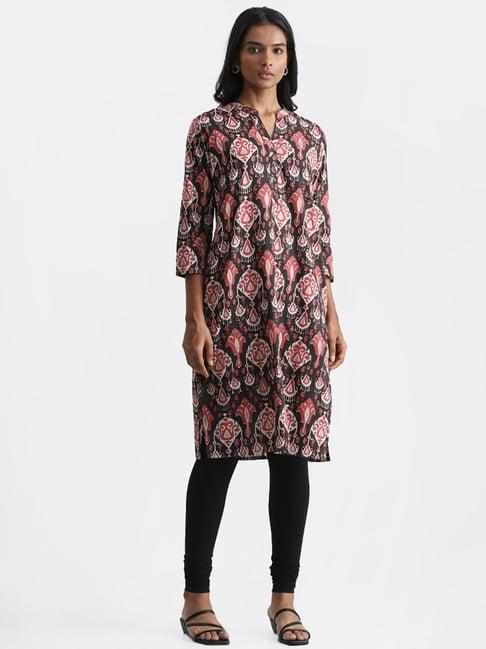 utsa by westside black ikat printed kurta