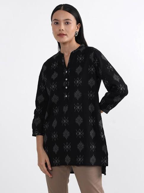 utsa by westside black ikkat printed kurta