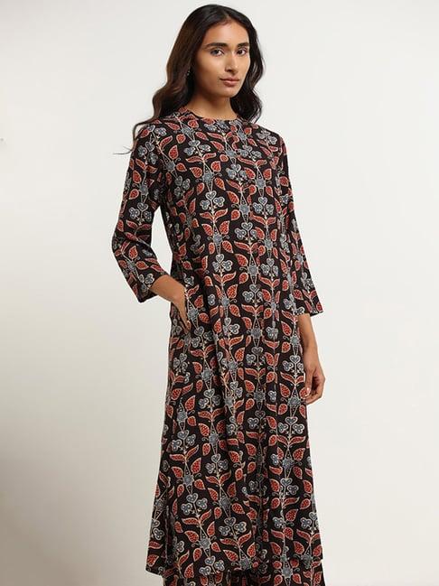 utsa by westside black printed kurta