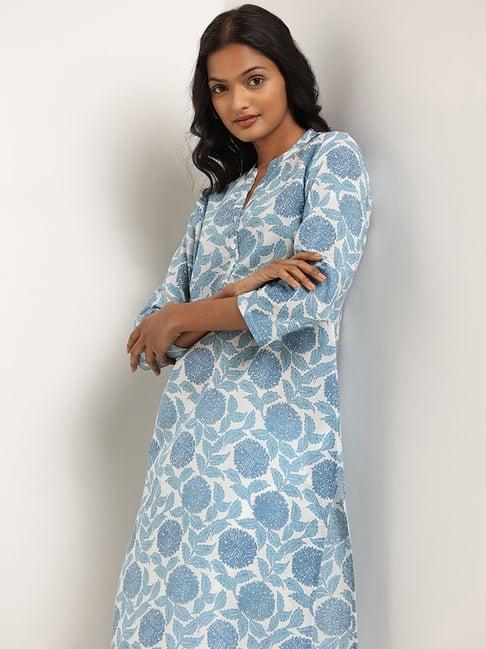 utsa by westside blue botanical print kurta