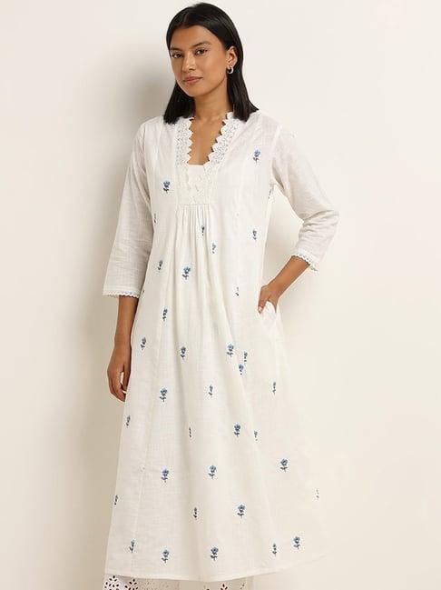 utsa by westside blue lace detailed a-line kurta