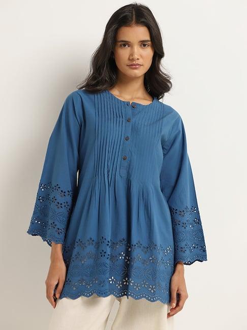 utsa by westside blue schiffli kurti