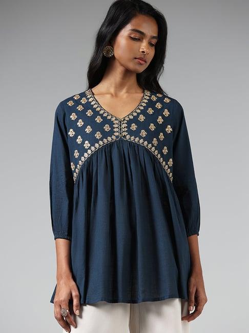 utsa by westside blue zardozi embroidered tunic