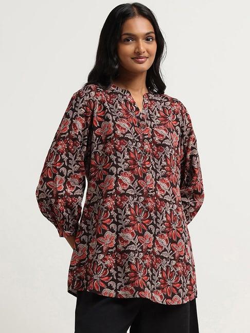 utsa by westside brown floral printed tunic