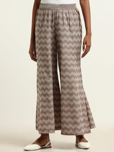 utsa by westside brown printed palazzos