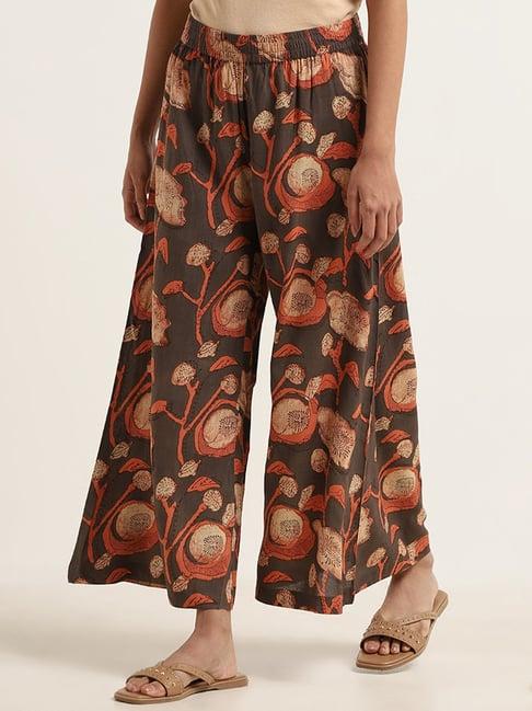 utsa by westside brown printed palazzos