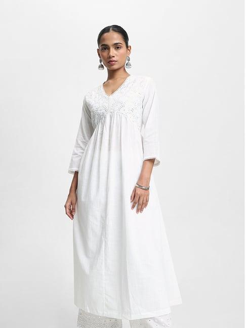 utsa by westside embroidered white kurta