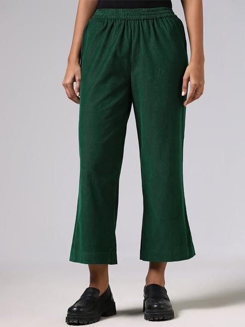 utsa by westside emerald green corduroy wide-leg palazzos