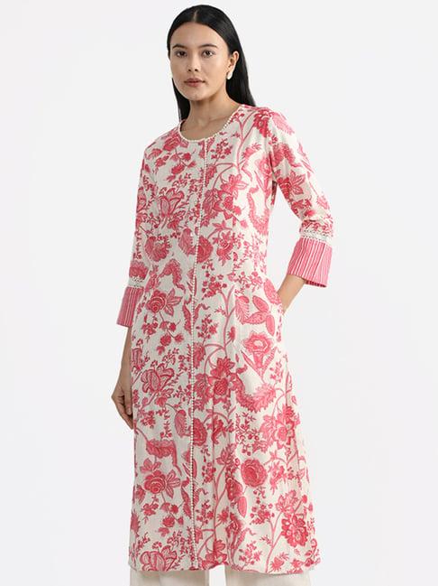 utsa by westside fuchsia floral printed kurta