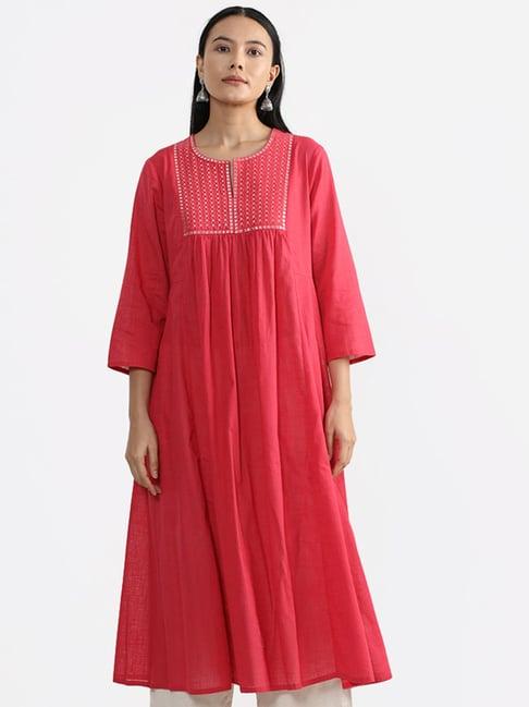 utsa by westside fuchsia solid kurta