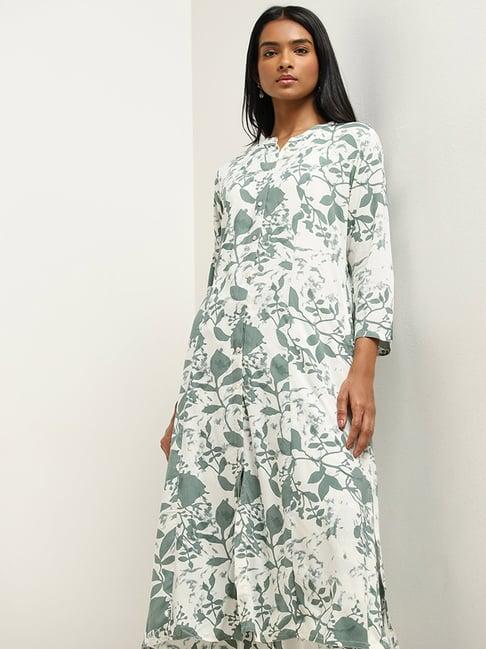 utsa by westside green botanical printed a-line kurta