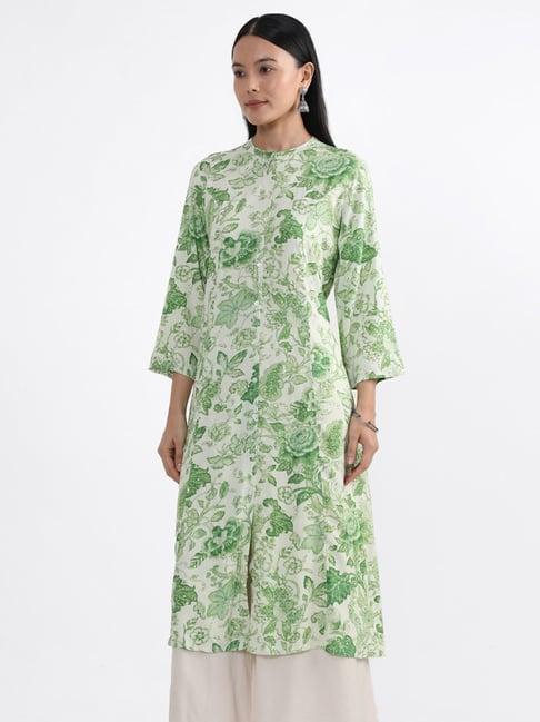 utsa by westside green elegant garden floral kurta