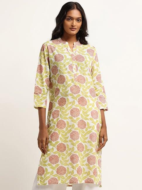 utsa by westside green floral print kurta