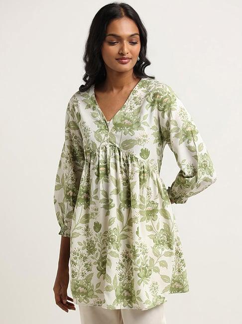 utsa by westside green floral printed tunic