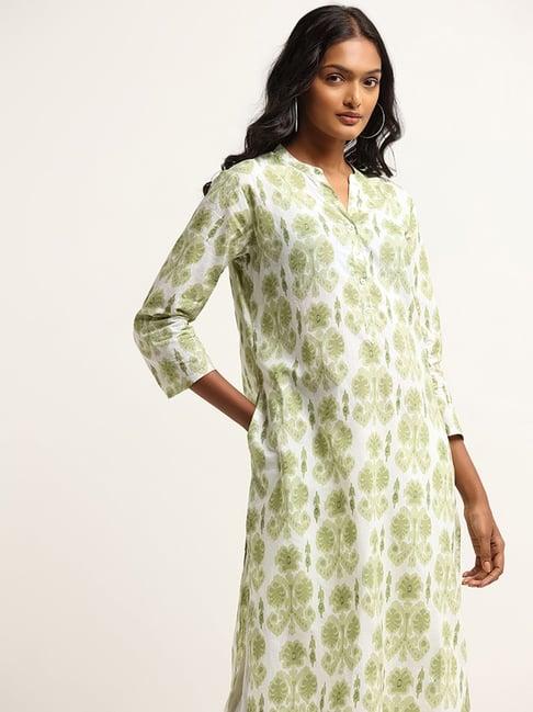 utsa by westside green leaf print kurta