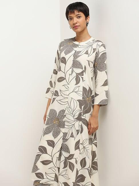 utsa by westside grey bold floral kurta