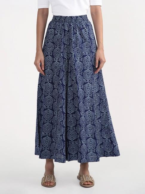 utsa by westside indigo motif printed palazzos