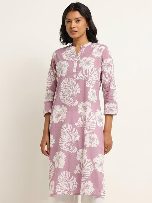 utsa by westside lilac straight fit floral print kurta