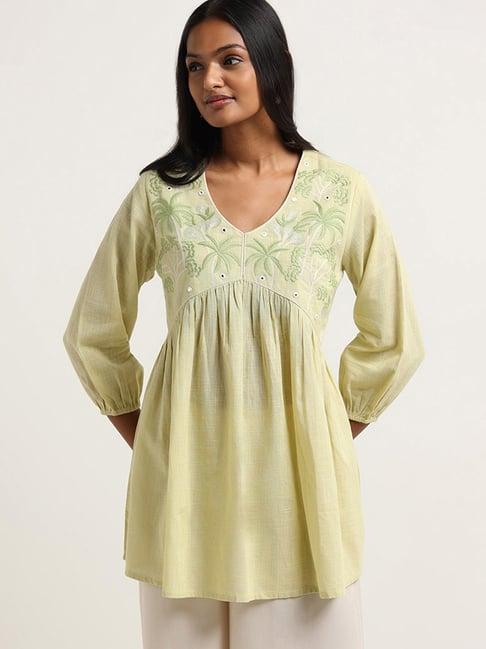 utsa by westside lime embroidered tunic