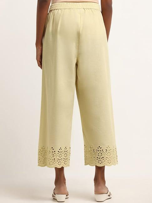 utsa by westside lime mid rise schiffli pants