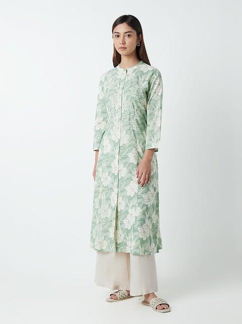 utsa by westside mint floral-printed a-line kurta