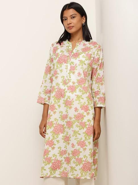 utsa by westside multicolour floral straight cotton kurta