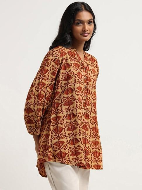 utsa by westside mustard floral printed tunic