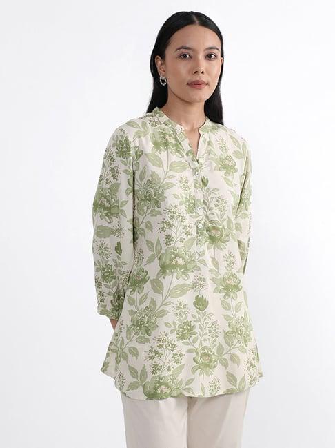 utsa by westside olive daisy jaal printed kurta