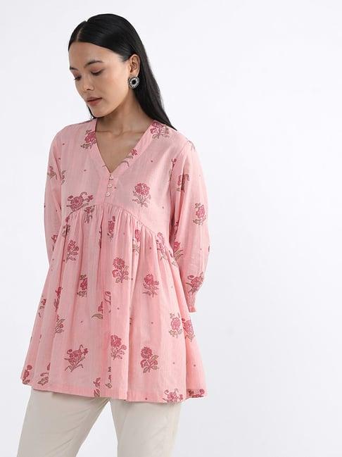 utsa by westside peach enchanting floral printed kurta