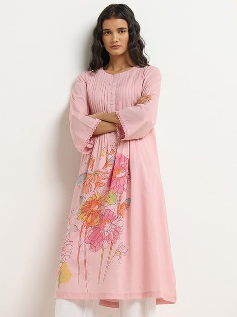 utsa by westside pink floral design a-line kurta