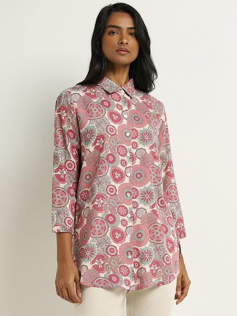 utsa by westside pink floral printed tunic