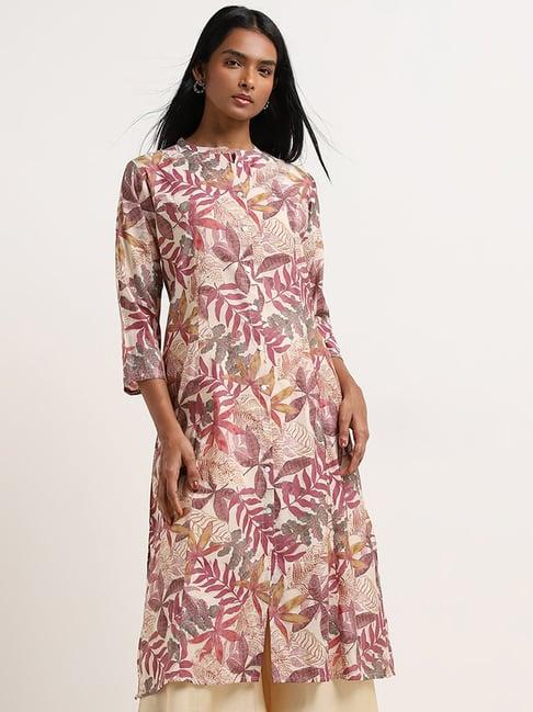 utsa by westside pink foliage design a-line kurta