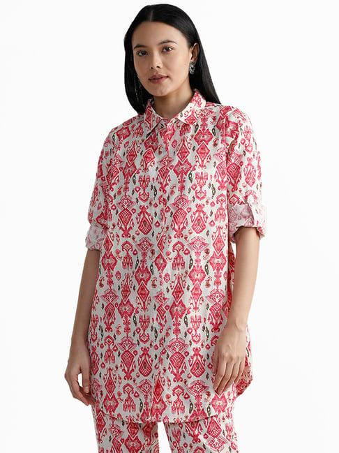 utsa by westside pink ikkat printed shirt