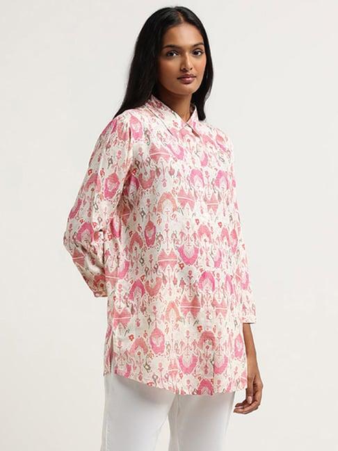 utsa by westside pink ikkat printed tunic