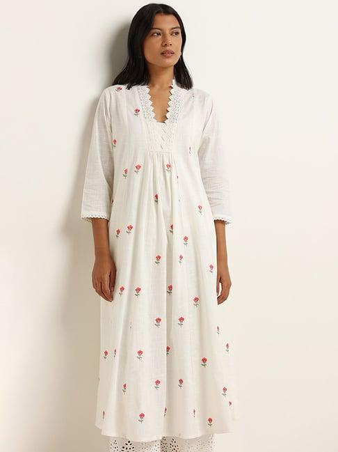 utsa by westside pink lace detailed a-line kurta