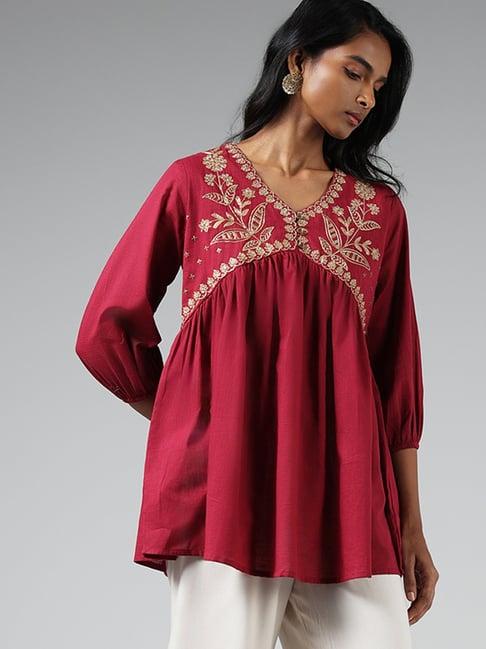 utsa by westside pink zardozi embroidered tunic