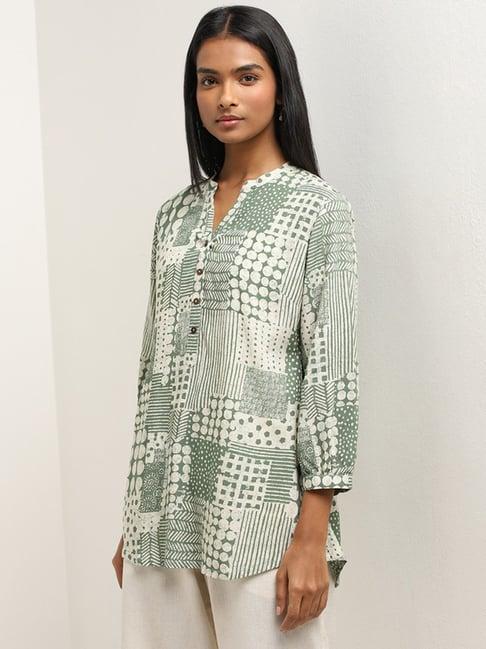 utsa by westside sage printed straight kurti