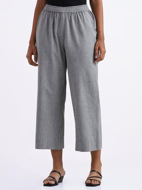 utsa by westside solid grey ankle length palazzos