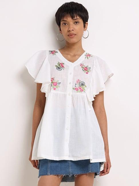 utsa by westside white button-down tunic