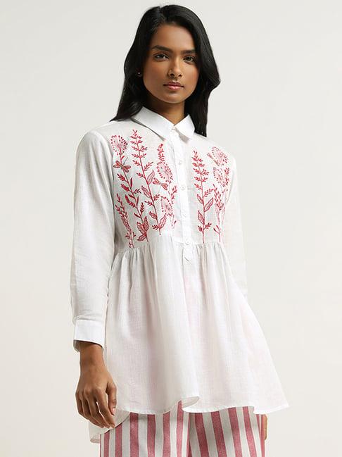 utsa by westside white floral embroidered tunic