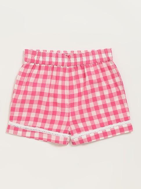 utsa kids by westside pink gingham checkered shorts